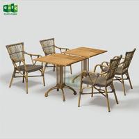 French bistro rattan woven outdoor dining table set for restaurant (AARON)