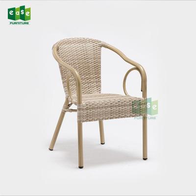 Aluminum frame bamboo look rattan bistro arm chair for sale (E1236)