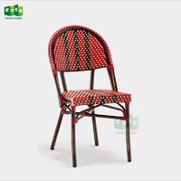 EN581 standard red and black color parisian rattan bistro chairs (E1042)