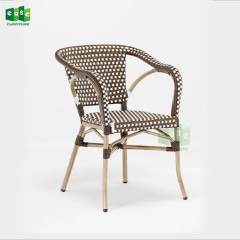 Outdoor bamboo looking finish french rattan woven bistro chairs (E1040)