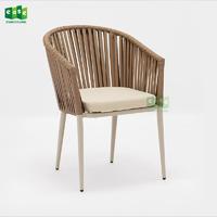Comfortable stacking garden woven belt chair with cushion (E7083WR)
