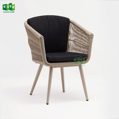 Patio rope woven dining chair with seat cushion (E1400)