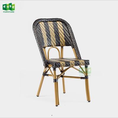 Aluminum bamboo look french bistro style rattan seat cafe chair (E3002)