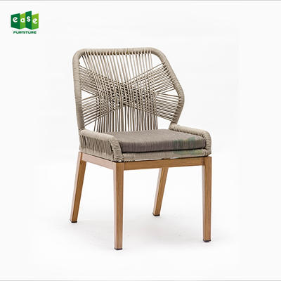 Restaurant dining chair modern wood legs rope woven wooden dinning-E1146