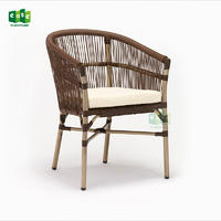 Comfortable cafe and hotel aluminum frame wicker chair with cushion E7052