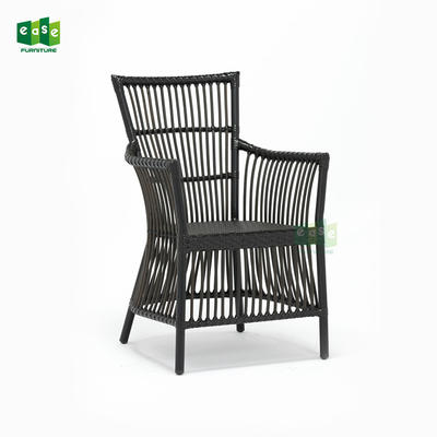 Bamboo look aluminum wicker cafe and hotel chair with armrest E7057