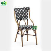 Bamboo look rattan woven french bistro chairs for home and garden E1076