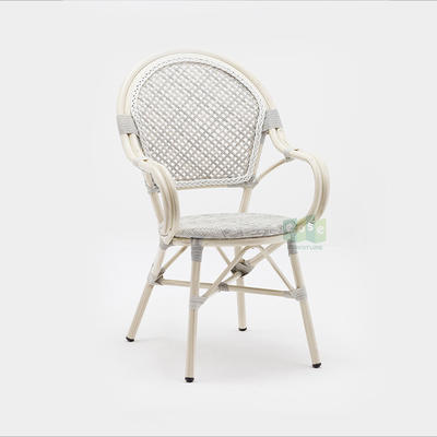Aluminum frame rattan outdoor cafe chair with round seat plate E1179