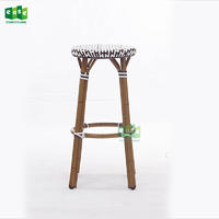 Stackable french bistro rattan round bar stool chair commercial-E1079