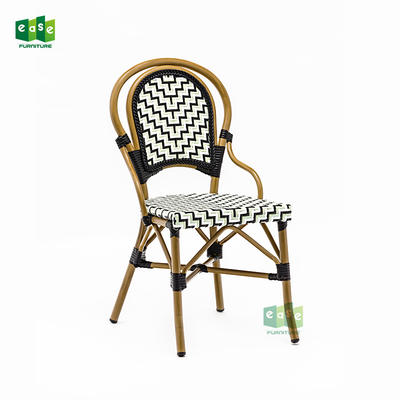 Aluminum frame PE rattan weaving restaurant dining chair E1181