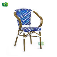 French bistro bamboo look rattan weaving outdoor chair E5013